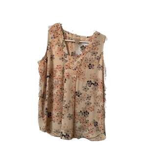 Ann Taylor loft blouse small Blush Muted Pinks Gray Floral Tank
